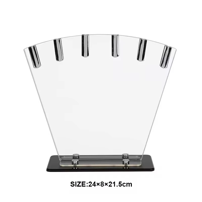 2024 Hot Selling Kitchen Knife Accessories 7Pcs Stainless Steel Chef Kitchen Knives Set With Acrylic Holder PP Handle Non-stick