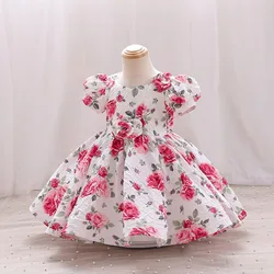 Girls' High-end printed children's dress 2023 new female treasure princess dress flower children's dress