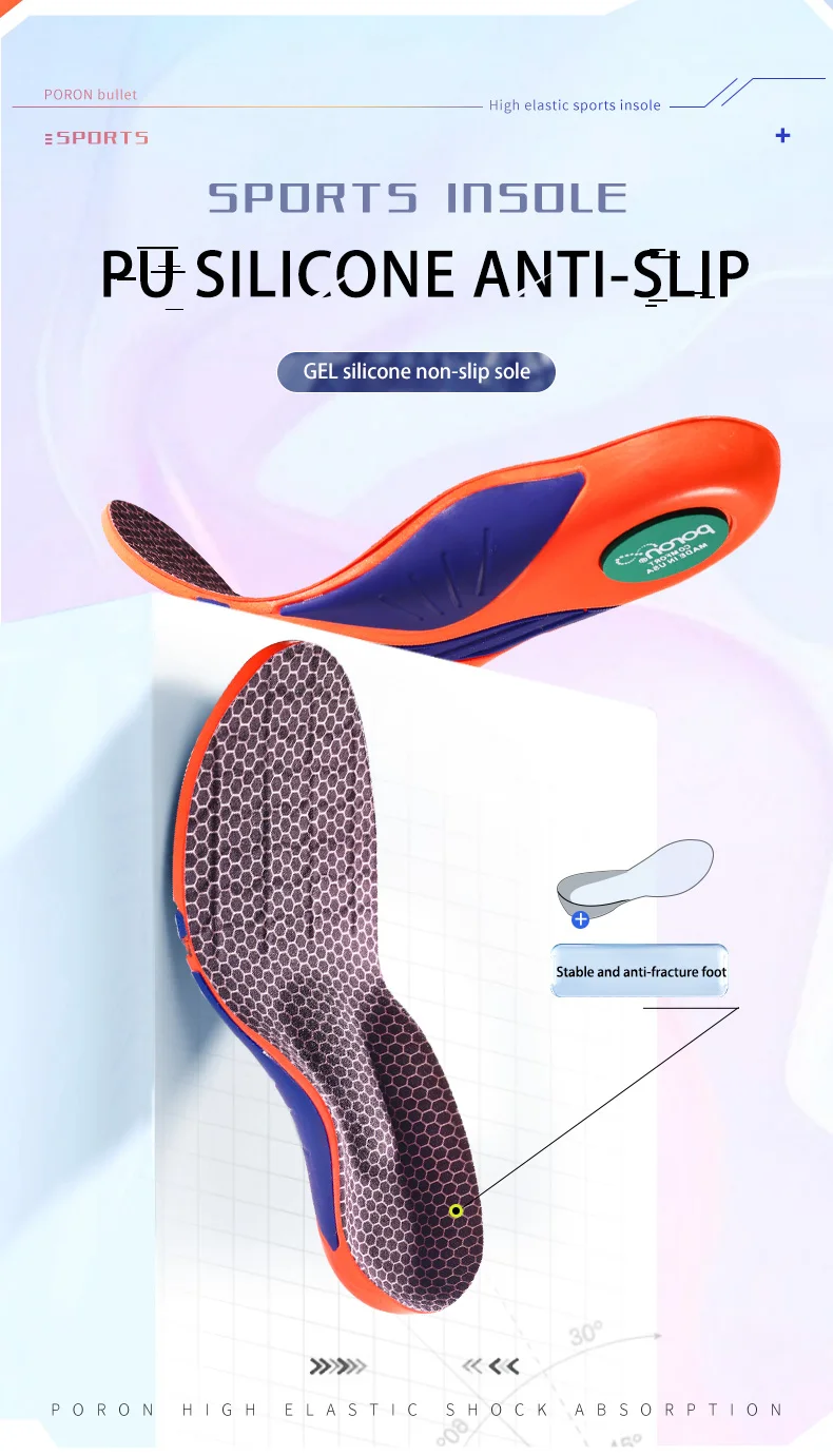 High Elastic Poron Torsion-Resistant Sports Insoles with Arch Support High Elastic Poron Torsion-Resistant Sports Insoles with Arch Support