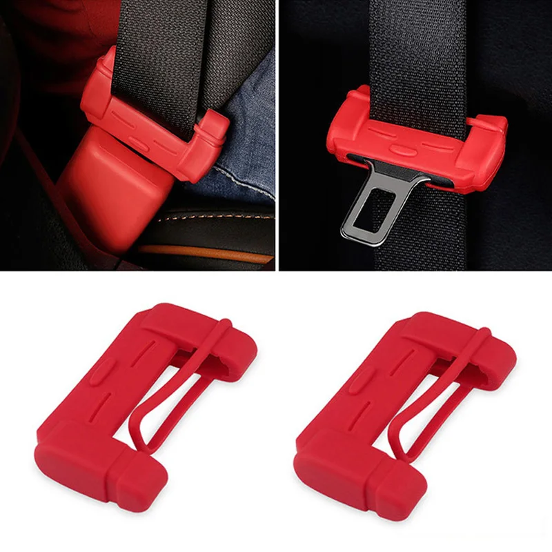 1pc Seat Belt Buckle Cover Silicone Anti-Scratch Cover Safety Red Accessori V9D3 