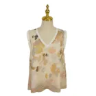 T-shirt 2021 New Arrival Sleeveless Chiffon Yellow Print Customize V Neck Top T-shirt For Women