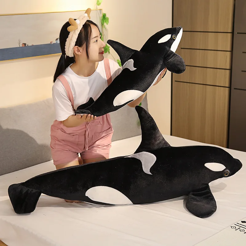 Stuffed Sea Animal Whale Pillow Simulation Black and White Whale Sea Animal Plush Toy Whale Doll