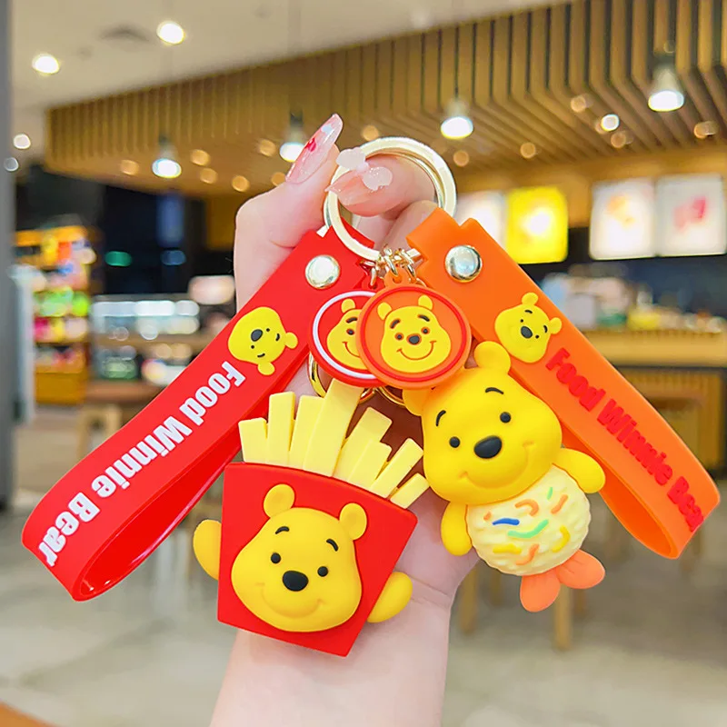 The New Hot Selling 6 colors Cartoon Cute Creative Foodie Pooh Bag accessories Rubber keychain