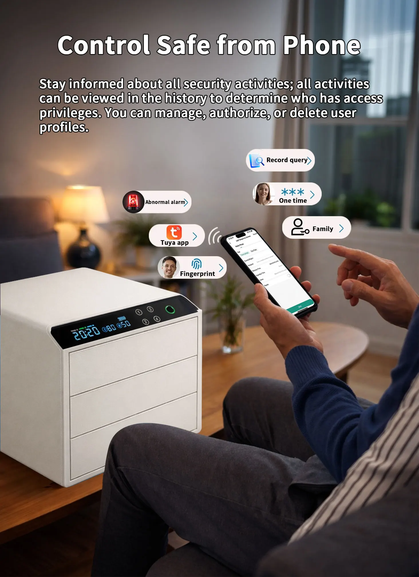 dr 1273 ft ceqsafe smart home secret safe automatic luxury leather bluetooth drawer safe lock touch screen parts safety jewelry watch winder box-4