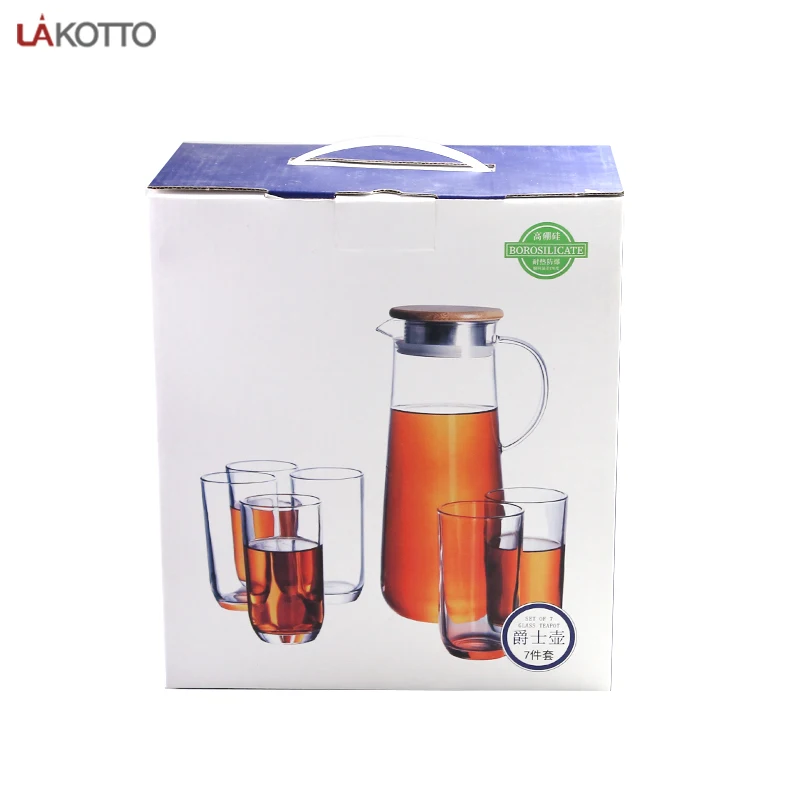 Cheap glass water drinking juice jug set 7 pcs glass pitcher set