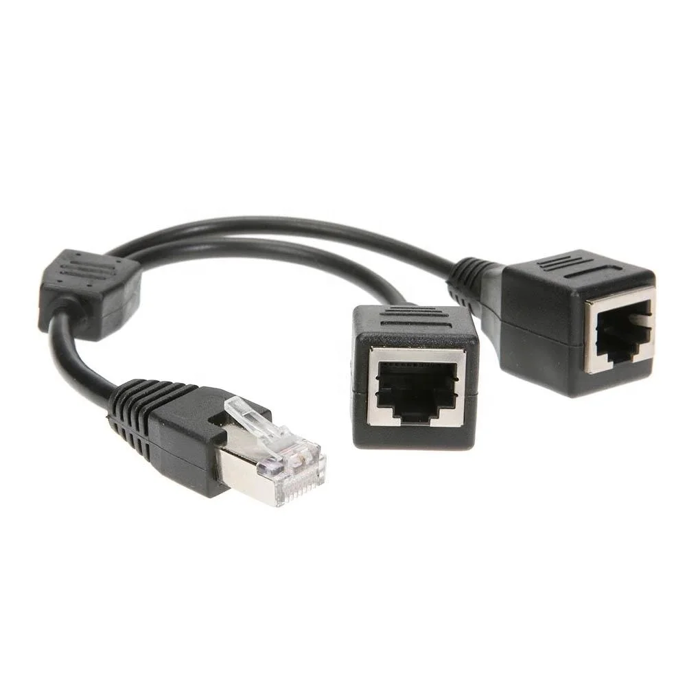 RJ45 Network Splitter Adapter Cable 1 Male to 2 Female Socket Port LAN Ethernet Network Splitter Y Adapter Cable 