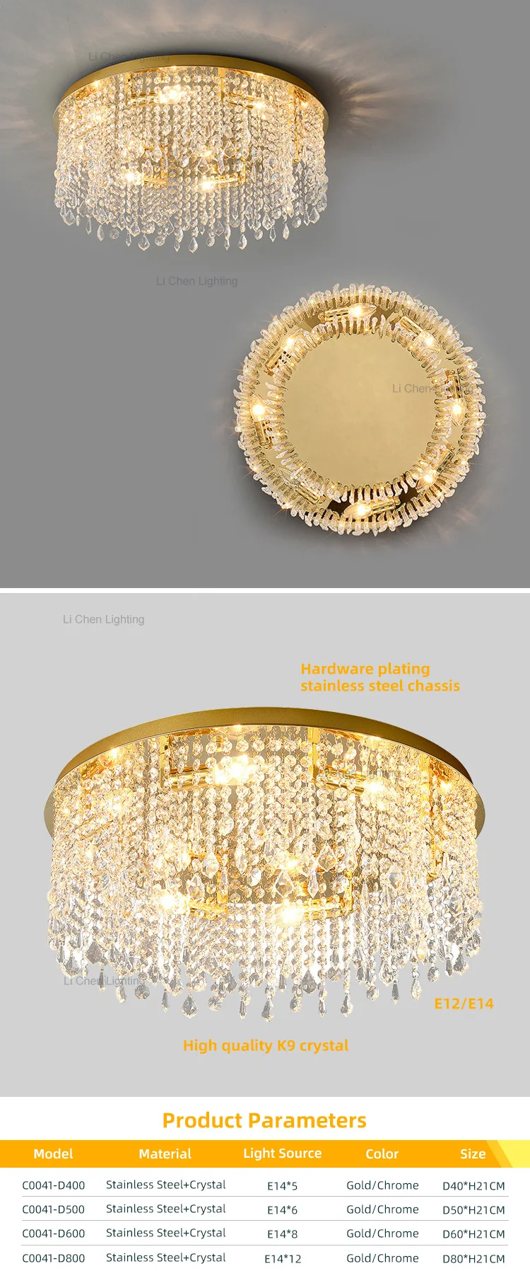 c0041 new design indoor decoration living room dining room modern led crystal ceiling lamp-0