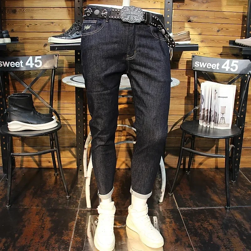 fashion jeans for men wholesale jean pants slim fit men designer stretch denim blue and black jeans men