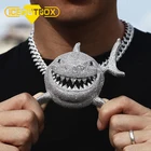 Diamond Pendants Custom Large Shark Iced Out Diamond Pendants Necklace Cubic Zircon Iced Out Jewelry