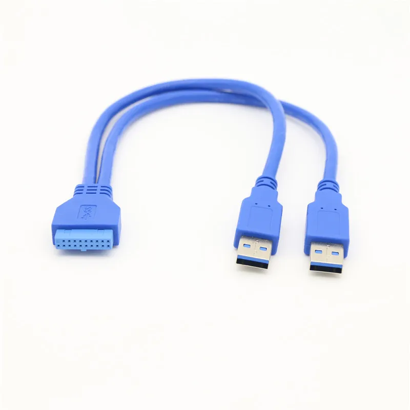 Dual 2 Port Usb 3.0 A Male To Motherboard 20 Pin Pc Case Extension Adapter Cable Usb 3.0 Splitter Cable Motherboard Data Cord - Usb 3.0 Cable / Dual Port Usb