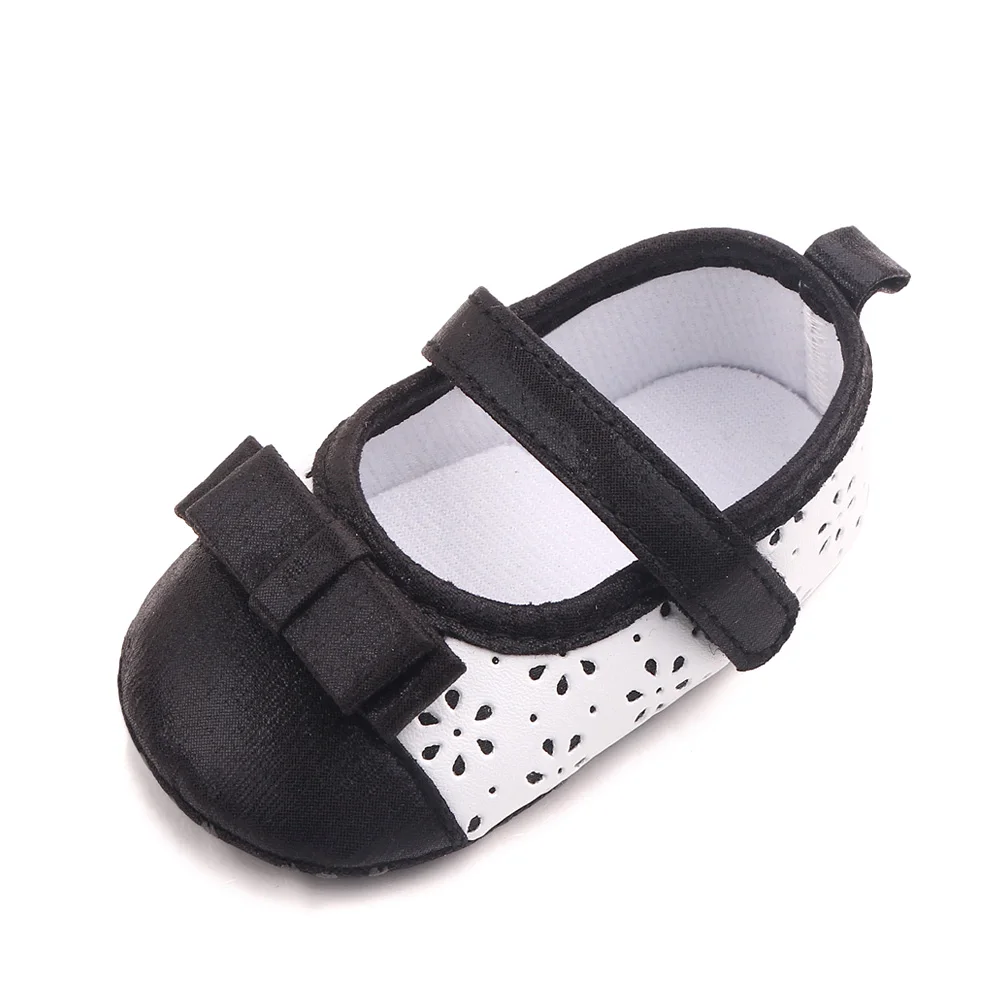 Baby Girls Bow Hollowed Flowers Sparkly Color Matching Princess Soft Soled Toddler Shoes supplier