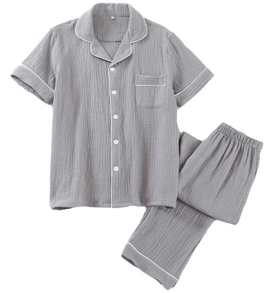 New Style Customized Men's Pajamas short sleeved Silk Satin  Men's Set Home Fury sleepwears