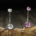 Navel Piercing Navel ASTM F136 Titanium Navel Ring Belly Button Ring Prong Set CZ Belly Piercing Body Jewelry