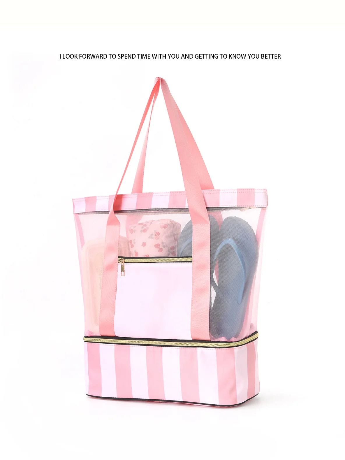 Portable Double-Layer Large Capacity Beach Bag Handheld Travel Storage Swimsuit Waterproof Polyester for Shopping manufacture