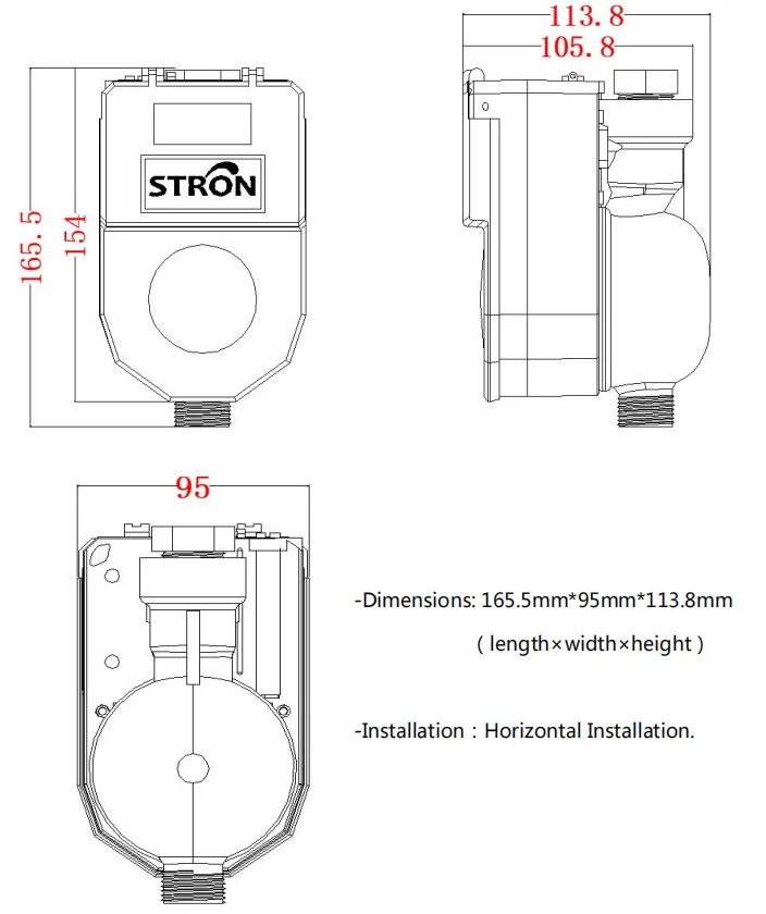 DN25 STS Standard Prepaid Water Meter with 0℃-50℃ Temperature LCD Display and LoRa-RF Communication
