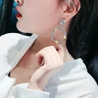 Hoop INS Fashion Jewelry Bling Round Shaped Crystal Hoop Earrings For Women
