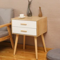 NOVA Living Room Furniture Mid-century Side Table 2-drawer Wood Nightstand