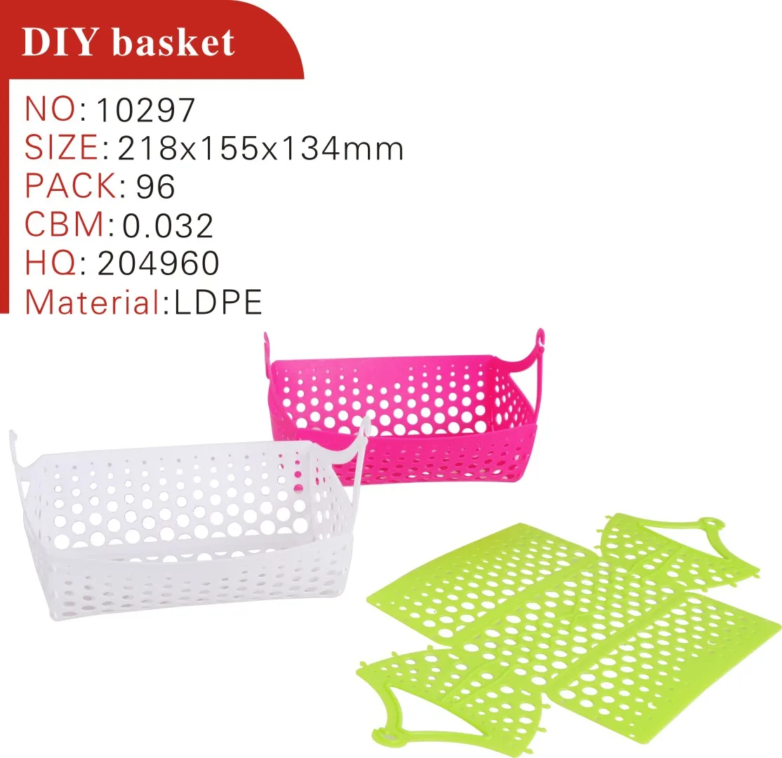 Unique DIY food grade foldable plastic basket collapsible insulated picnic basket