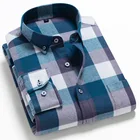 High Quality Custom Logo Wholesale Men 100% Cotton Casual Checked Plaid Thick Flannel Shirts