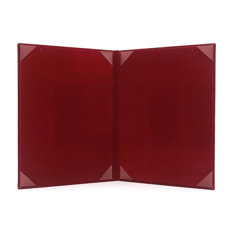Mondon Custom Maroon A4 Velvet A3/A5 Diploma Cover Graduation Certificate Holder Folder with Sliver Foil Logo manufacture