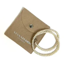 8*8cm wholesale Khaki suede envelope jewelry pouch with silver printed logo