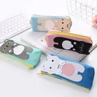 School School Supplier Cute Logo Canvas Stationary Kawaii Pencil Case For Girls