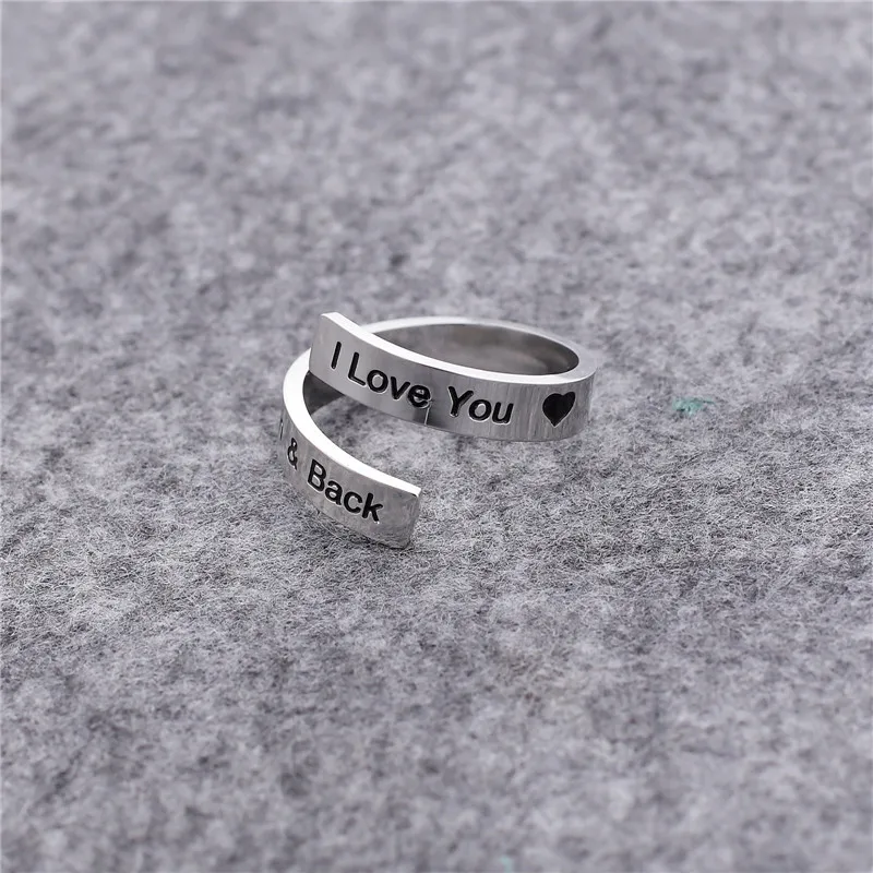 l love you stainless steel ring for men silver ring adjustable open finger rings