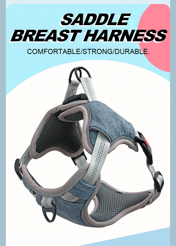 Custom Wholesale Luxury Adjustable No Pull Reflective Soft Comfortable Mesh Pet Products Dog Harness