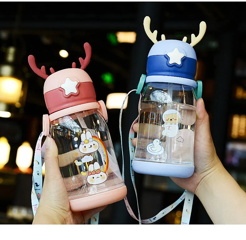 Kids Water Drinking Bottle BPA Free Push Button Chug Lid, Travel water bottle, Water Bottle with Cute Design For Children