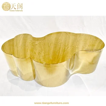 Stylish Modern Design Antique Brass Metal Kate Chrome Gold Modern Coffee Table