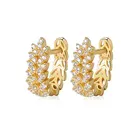 Huggie Trendy Minimalist Gold Plated Wheat Huggie Earrings CZ Leaf Hoop Earrings For Women Jewelry