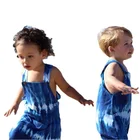Baby Rompers OEM Or ODM Fashion Design Baby Boys' Rompers Cotton Blue Tie Dye Jumpsuit