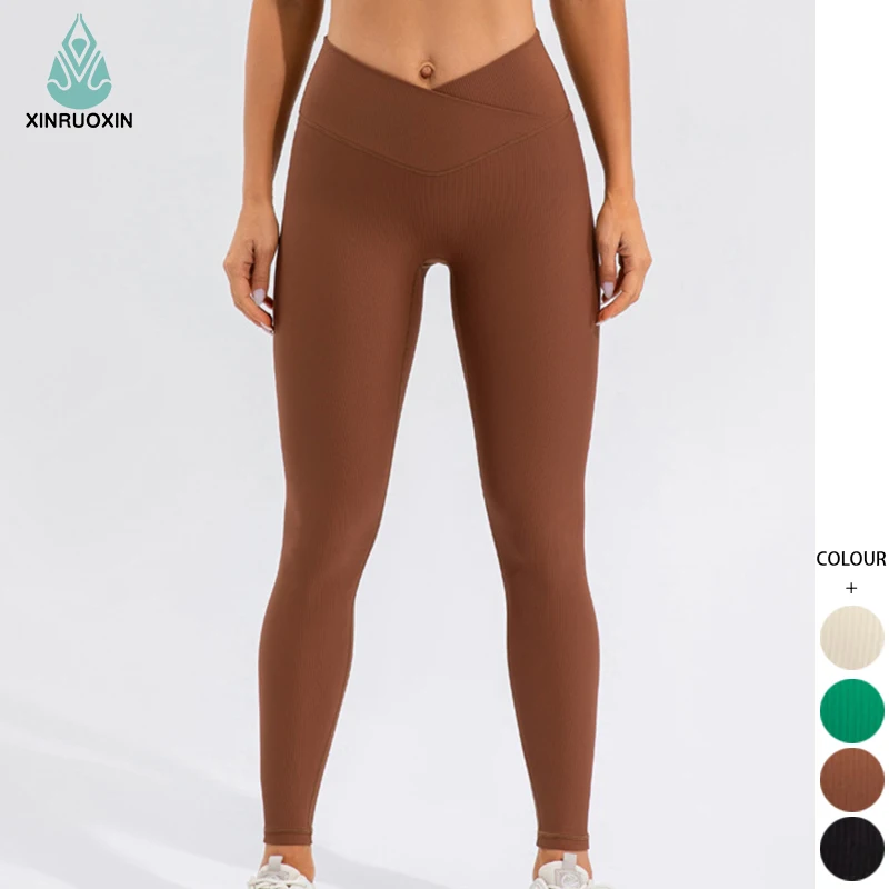 New Arrival Sportswear V-Shaped Waist Yoga Pants Slimming Fitness Gym Leggings Cross Waist Legging for Women
