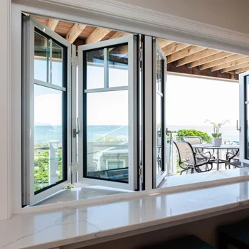 ALUFRONT Bifold Glass Windows Soundproof Bifold Window with As2047 Nfrc Standard Aluminium Folding windows