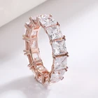 Gold Women Wedding Jewelry Iced Out Rose Gold Plated Cubic Zirconia Ring Square Stone Simulation Diamond Band Ring