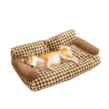 2023 new design Cat Sofa Luxury breathable dog sofa bed soft washable Cat Cute fluffy dog Bed pillow Cat Nest