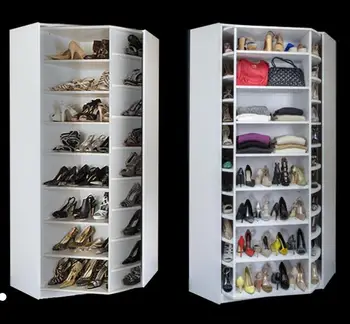 Modern Wardrobe Accessories Wooden Racks Shoe Holder Cabinet Rotating Shoe Storage Closet Revolving Shoe Rack