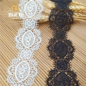 French Water Soluble 100% Polyester Embroidery Border lace wholesale embroidery  lace border embroidered lace