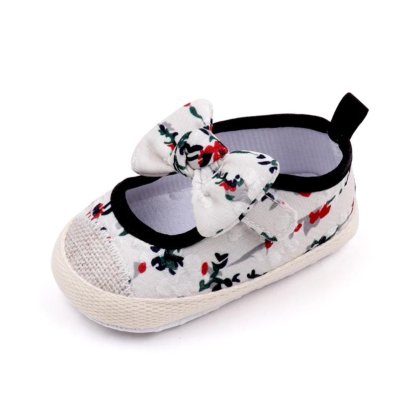 Spring and Autumn Baby Small Floral Soft Sole Non-slip square Shoes for Baby Girls Bow Walking Shoes details