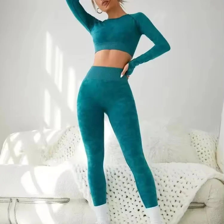 Custom LOGO Camo Seamless Women Yoga Set Workout Running Yoga Wear Long Sleeve Push Up Leggings Sportswear Gym Fitness Sets