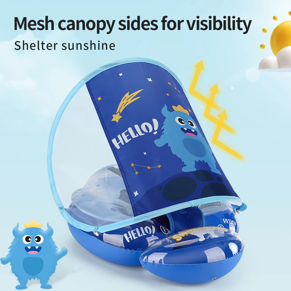 Swimbobo Baby Inflatable Floating Kids Swimming Floats Waist Trainer Child Swim Pool Water Toy Ring PVC Baby Float With Canopy