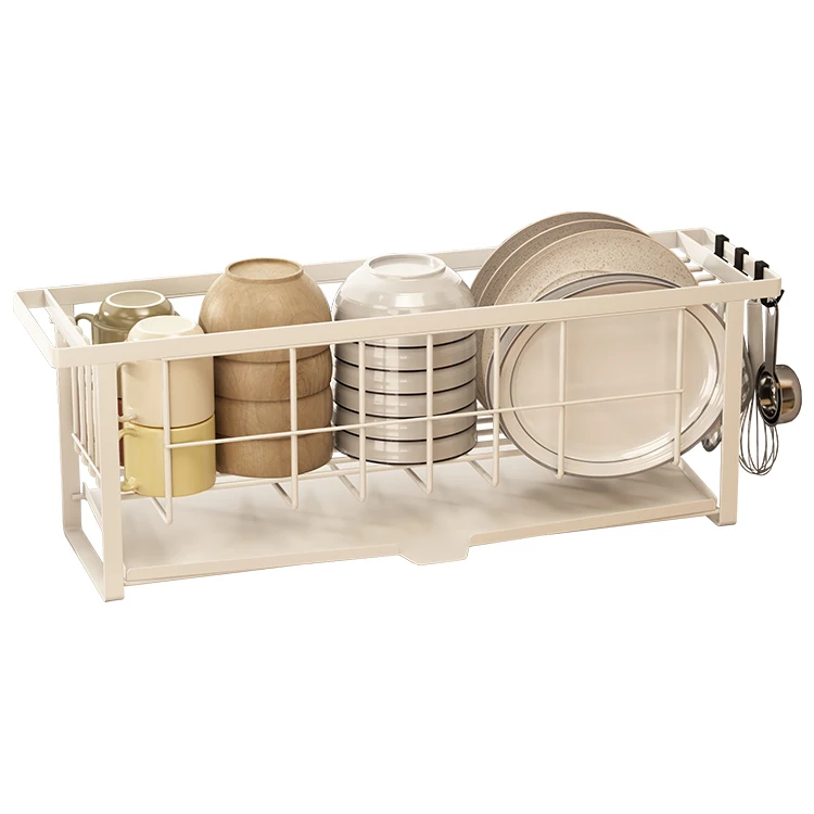 kitchen iron of dish rack over sink with tray drainer