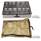 Hot Selling 800D Linen Polyester 12 Pairs Shoes Storage Box Under Bed Closet With Movable Dividers