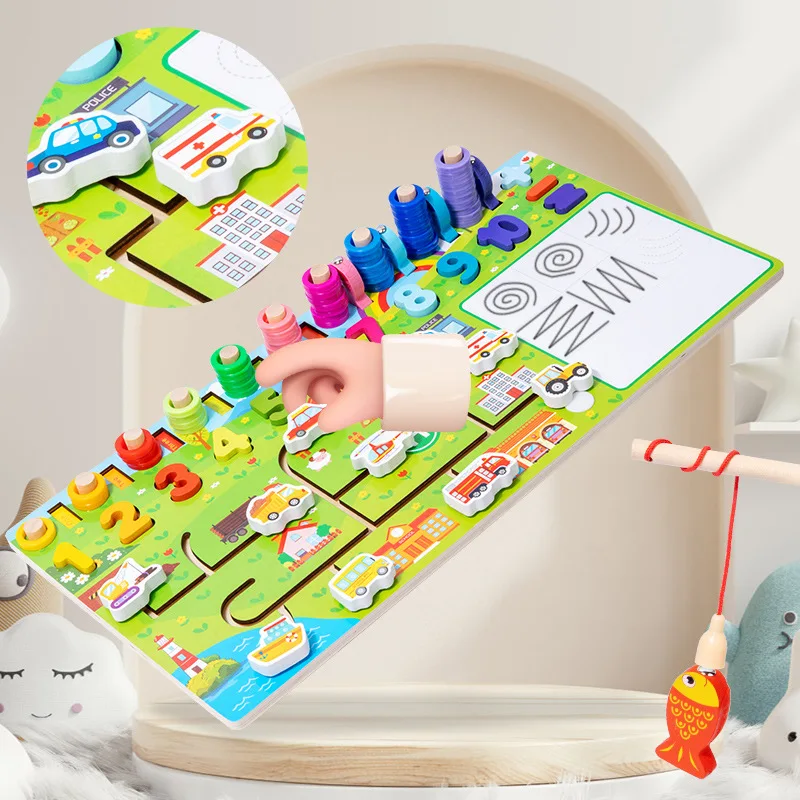 Planche logarithmique de marche multifonctionnelle en bois pour enfants, forme de planche occupée, jouet éducatif montessori assorti pour la fabrication d'enfants