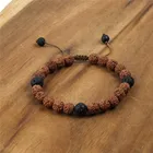 Beads Hand Made Rudraksha Wood Beads Jewelry Crystal Essencial Oil Lava Stone Bracelets Healing Natural Stone For Men