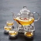 Wholesale Cheap Handmade Clear Pyrex Heat Resistant Loose Leaf Flower Glass Tea Pot