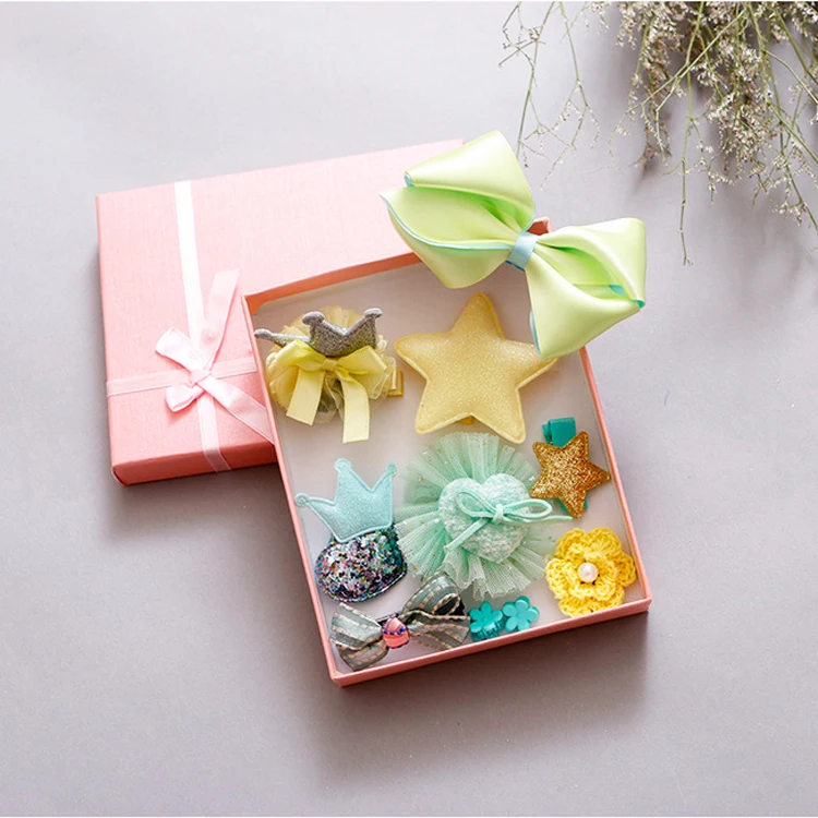 Fashion children's headwear bowknot girl's hair clip crown hairpins for children hair card ornament set gift box