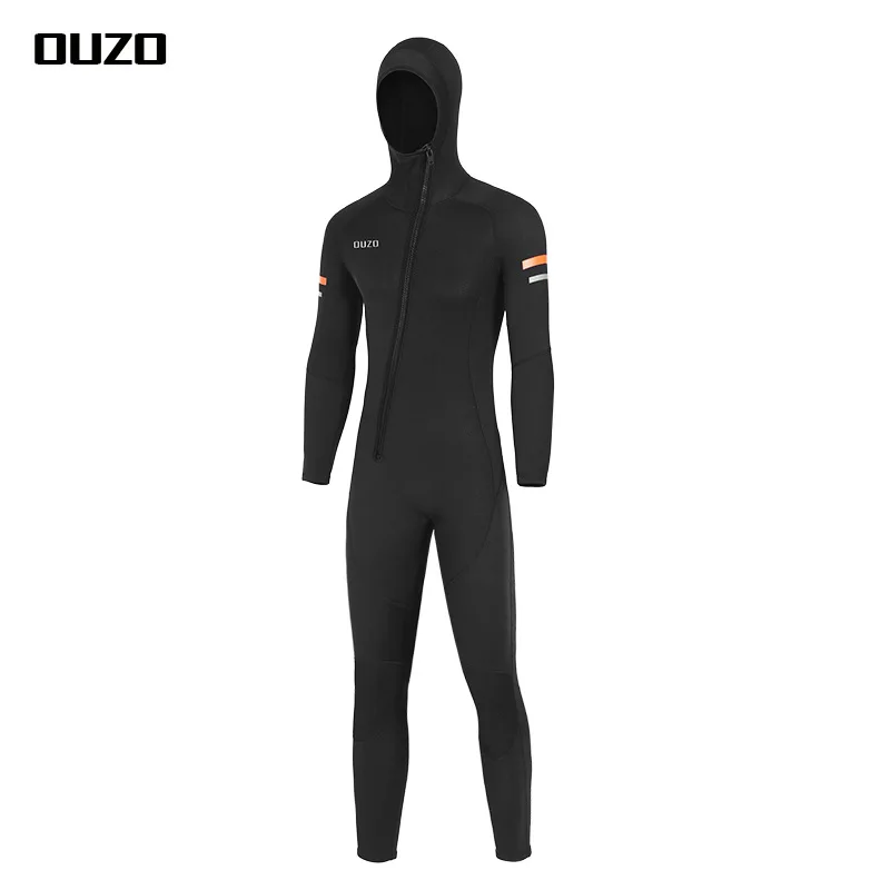1.5mm Neoprene Smooth Skin Men Jellyfish Dive Snorkeling Swimsuit One-Piece Hooded Front Zipped Surfing Diving Wetsuit
