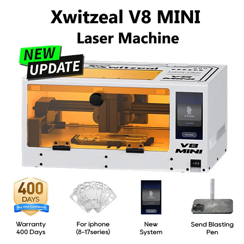 Xwitzeal V8 MINI Phone Back Glass Laser Machine 5W/10W for iPhone 8-17PM Rear Camera Auto Focus Laser Glue Remover Tools