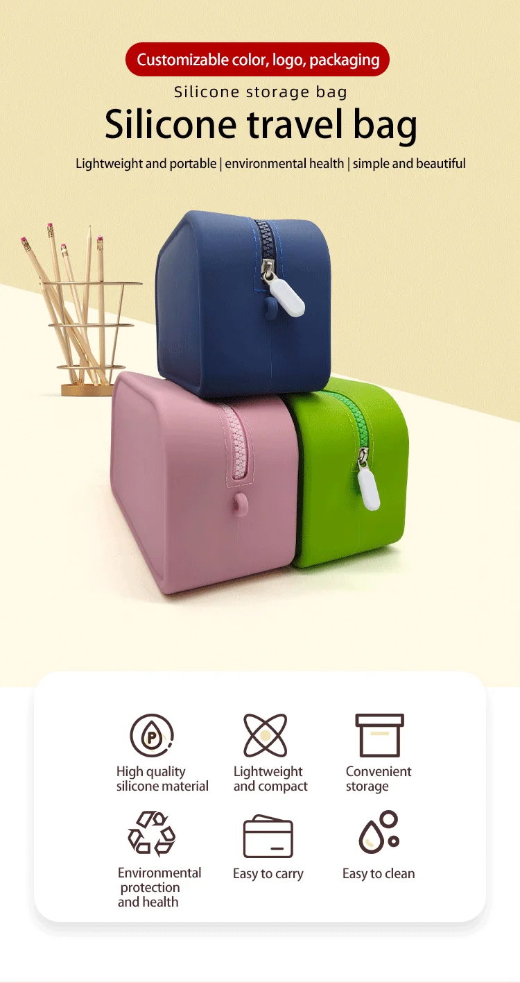 Latest Custom-Made Logo Washable Silicone Cosmetic Toiletry Brush Pouch Storage Zipper Toiletry Coin Purse Bag supplier